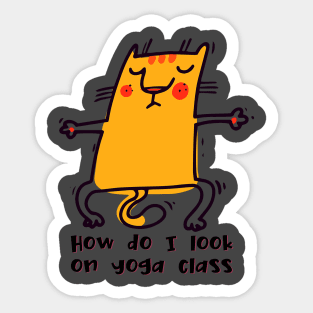 How do I look on yoga class funny yoga and cat drawing Sticker